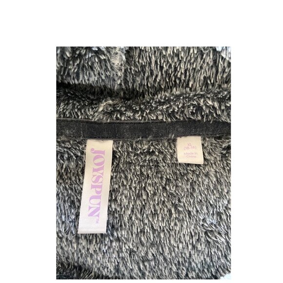 Joyspun Penguin Patch Cropped Teddy Hoodie Gray Size XL Cozy Winter Soft Casual - Picture 3 of 14